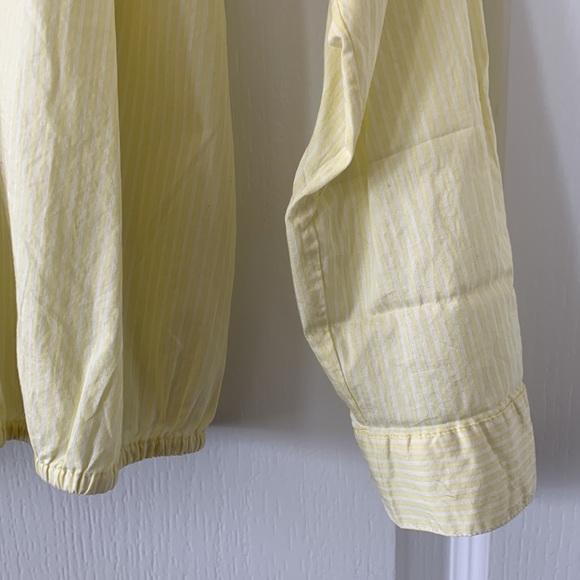 NWT LOFT Stripes Ruffle Tie Split Neck Long Sleeves 100% Cotton Blouse Size MP - Picture 9 of 16